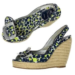 Roger Vivier Cordella Espadrille Wedge Slingback Sandals size 38 / US7-7.5